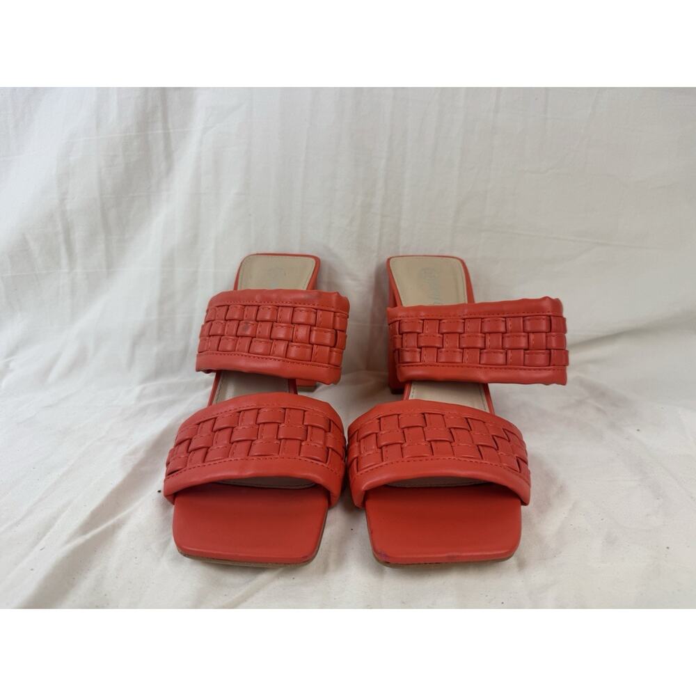 Nasty Gal Orange Woven Double Strap Heeled Mules Size 10